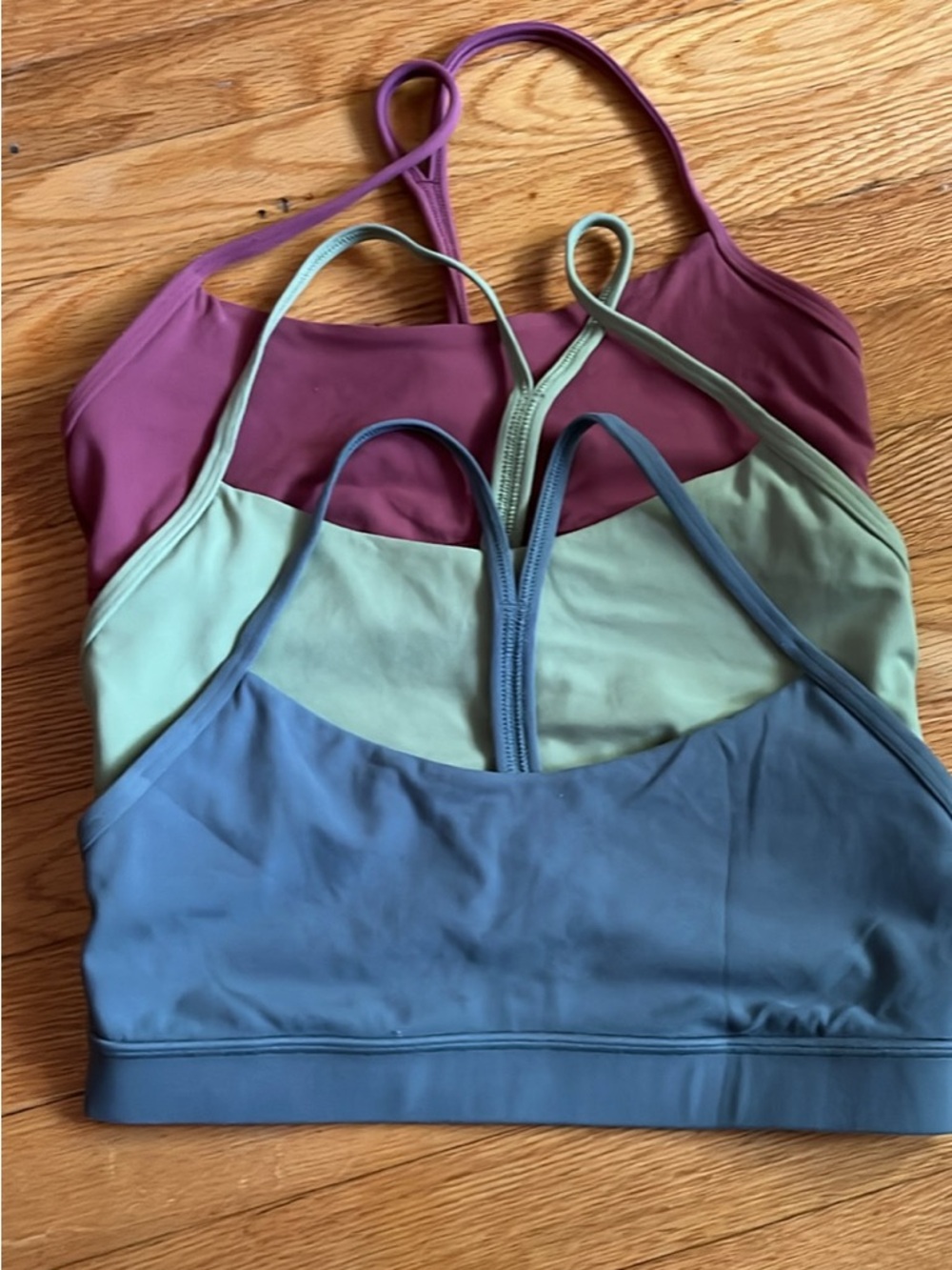 lululemon athletica Strappy Bralette in Blue, Sage, Raspberry